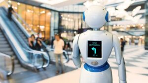 Smart retail , robot assistant , robo advisor navigation robot