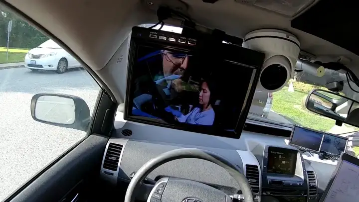 Robot-telecast-stream-monitor-and-camera-in-police-car