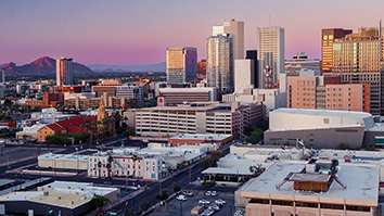 Phoenix skyline near sunset