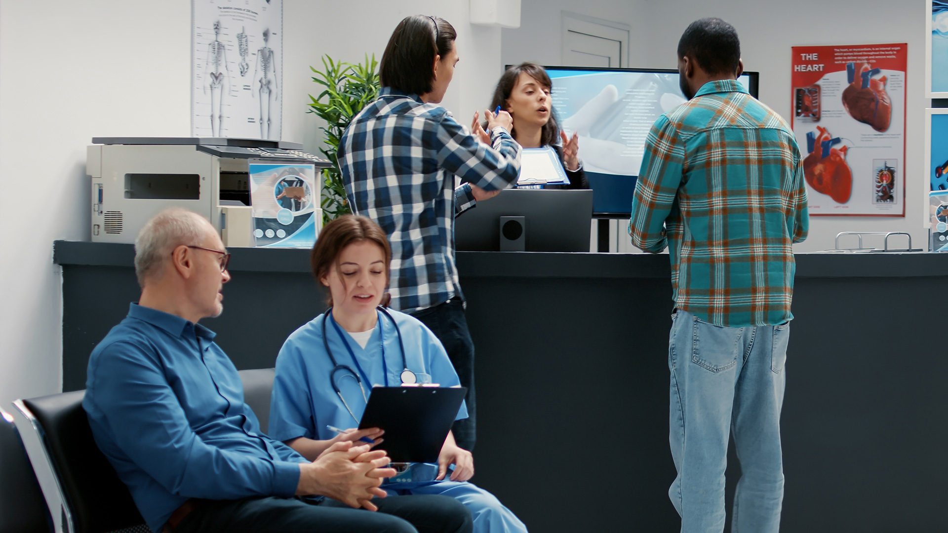 Patients checking into a medical facility