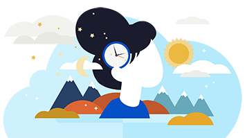 Illustration of a woman with a clock