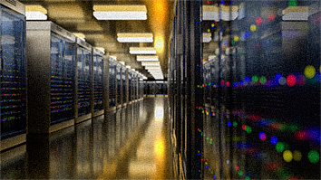 Data center with colorful LEDs