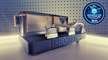 ICE Cube containing SRI’s aerogel experiment, photographed prior to launch. Source: Aerospace Applications North America