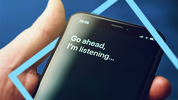 Smartphone with text saying: "Go ahead, I'm listening..."