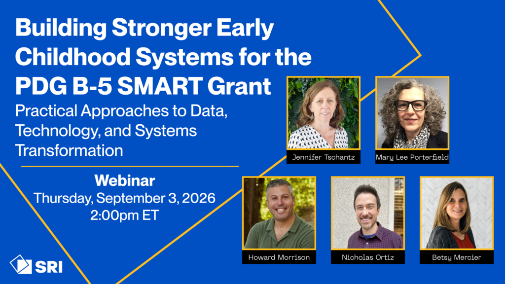 A photo advertising the webinar "Building Stronger Early Childhood Systems for the PDG B-5 SMART Grant" on Sept. 3 at 2pm ET