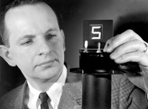Man holding the first liquid crystal display screen
